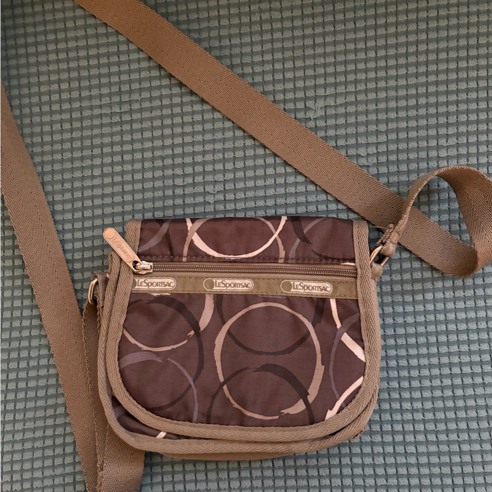LeSportsac Circle Pattern Brown Crossbody Bag